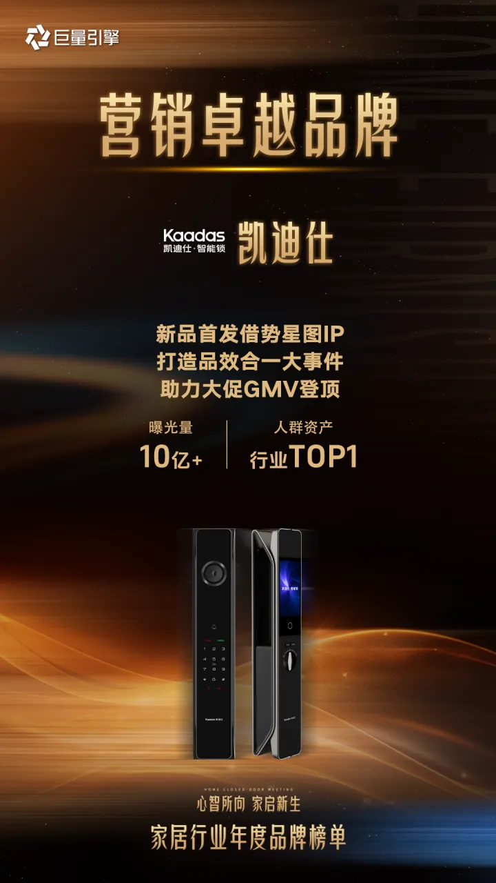 Kaadas凯迪仕获家居行业 “营销卓越品牌”，树立智能锁行业新标杆