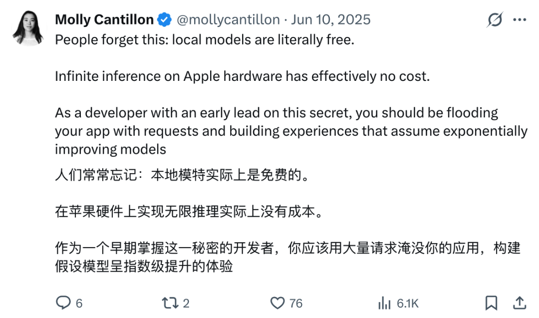 Molly Cantillon 的观点分享|图片来源:X