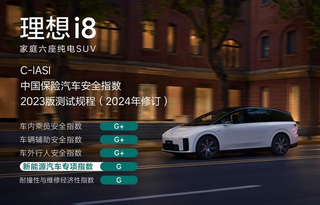 理想i8斩获C-IASI新规程“5G”全优评级，新能源安全性测评满分
