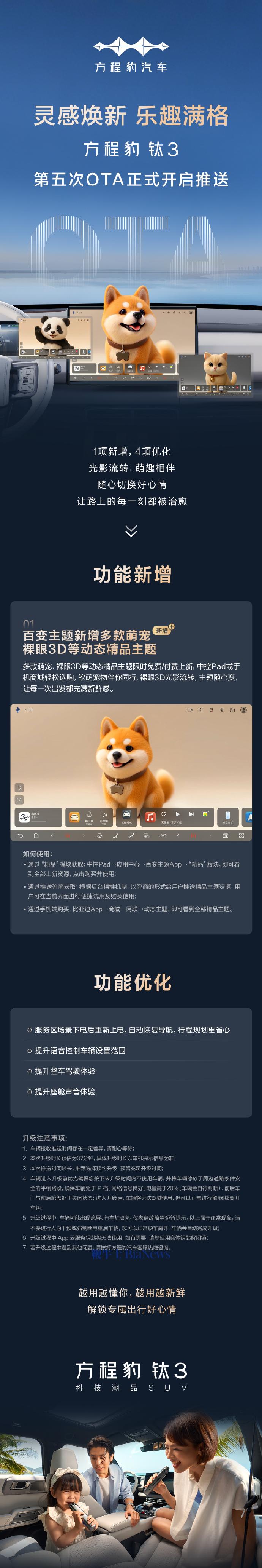 方程豹钛3启动第五次OTA升级，新增百变主题
