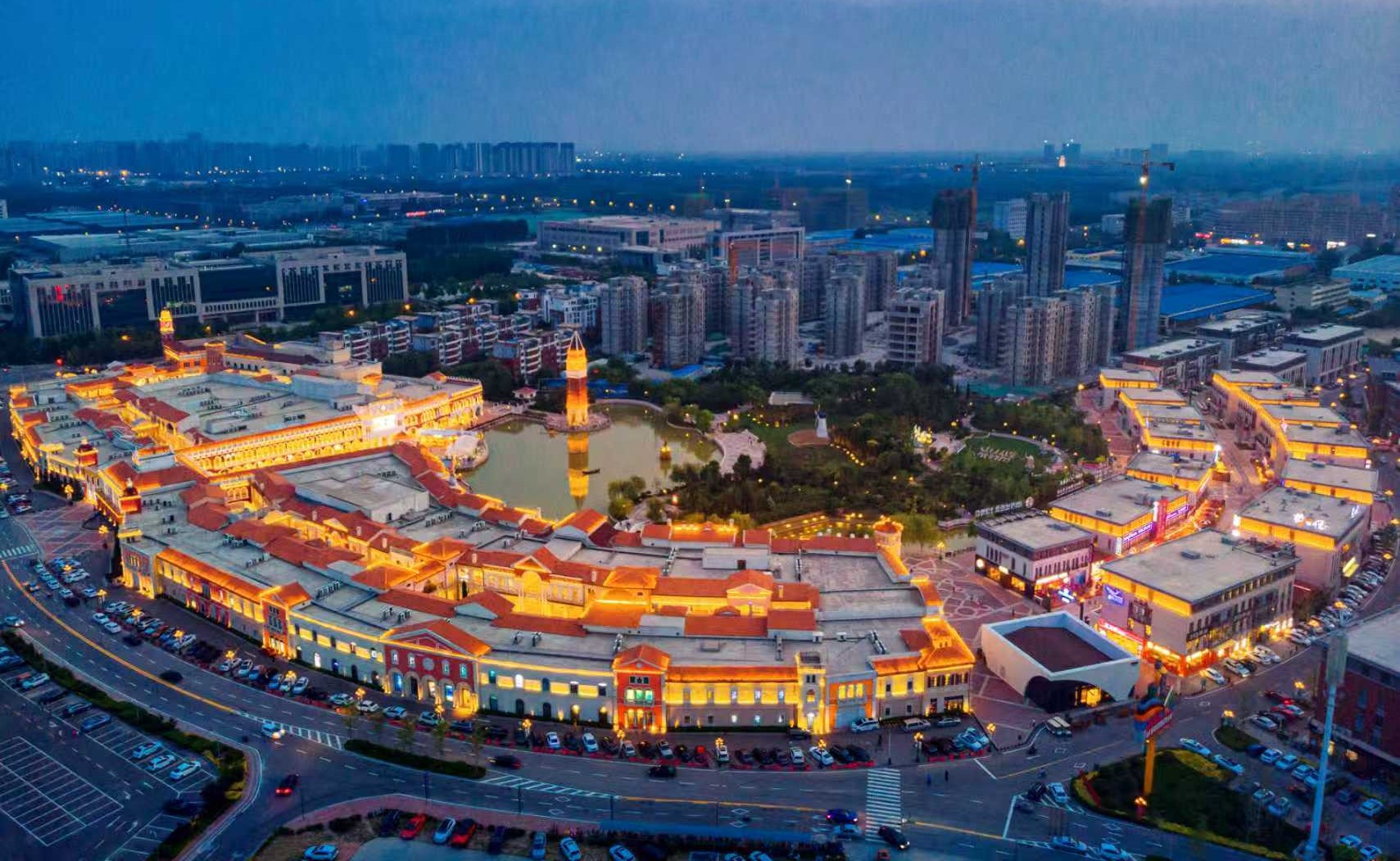 图为济南海那城百联奥莱二期鸟瞰视角