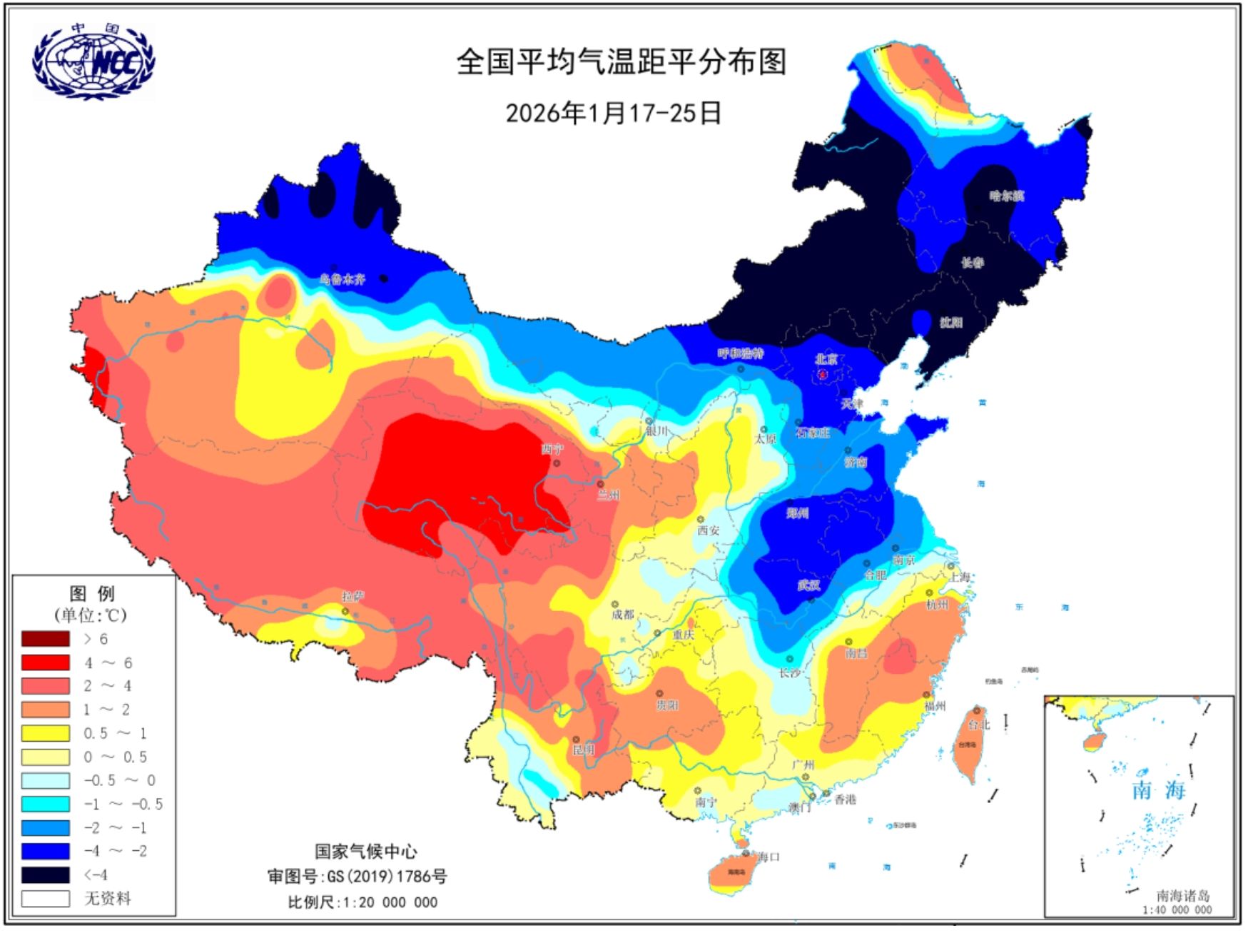 今年四九期间气温距平图↑