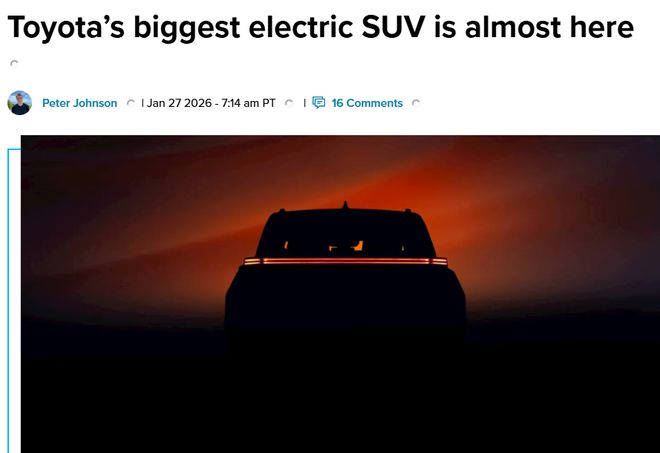 丰田最大电动SUV即将上市！