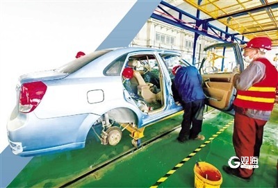 报废汽车经过拆解分类处置，可实现资源化利用。梁超 摄