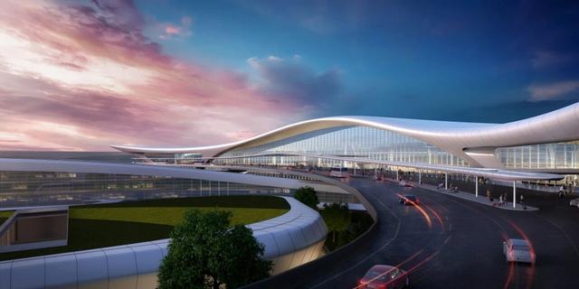 浦东机场T3航站楼建筑外形呈现“翱翔”姿态（效果图）