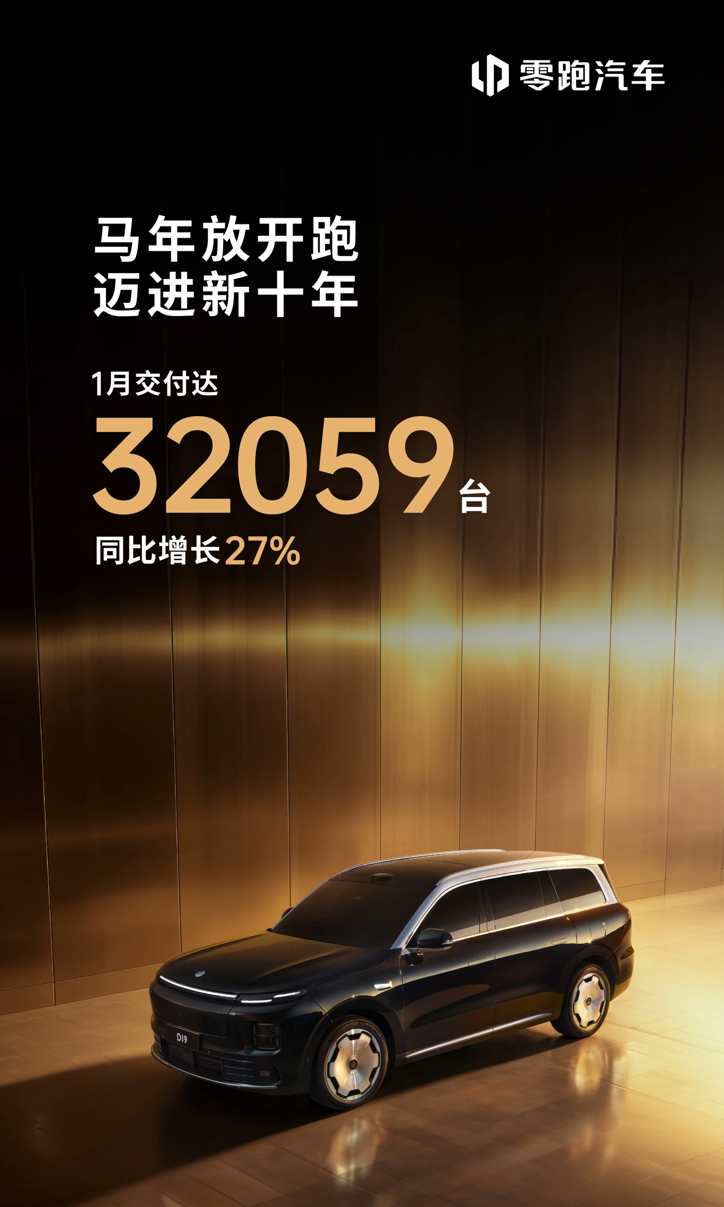 零跑汽车 2026 年 1 月交付 32059 台，同比增长 27%