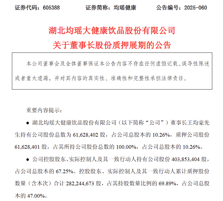 图片来源：均瑶健康官网公告