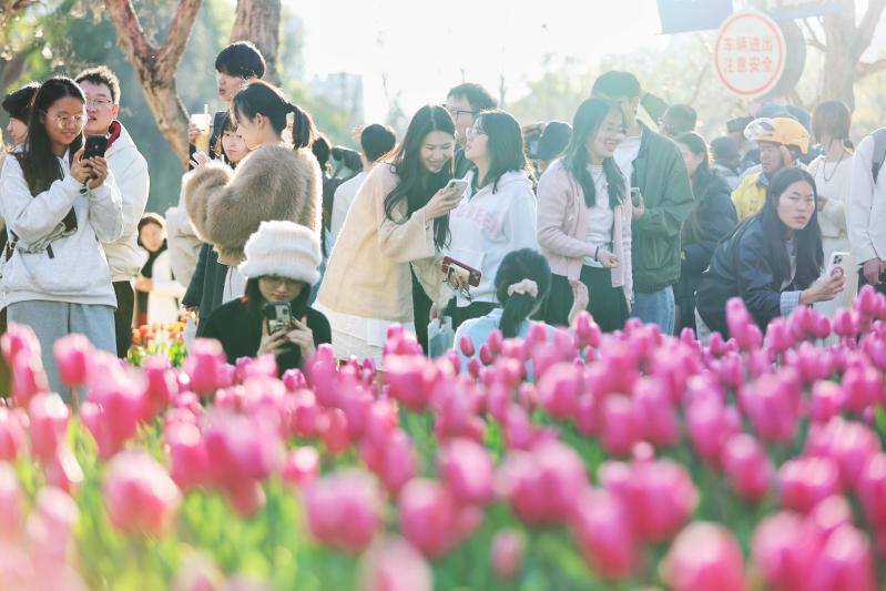 翠湖公園內花香與笑語交織。高吳雙 攝