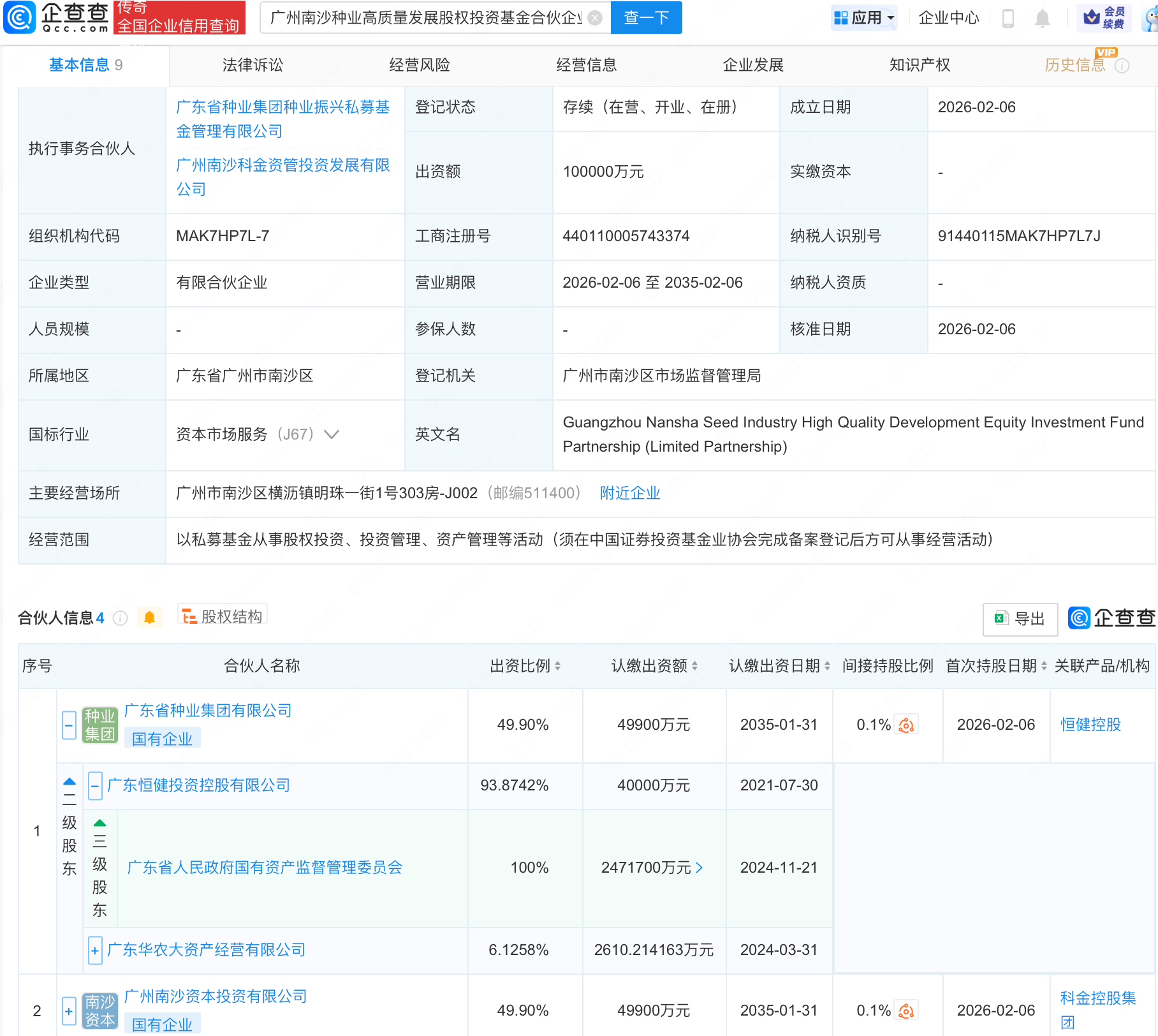 广东国资等成立种业高质量发展股权投资基金，出资额10亿