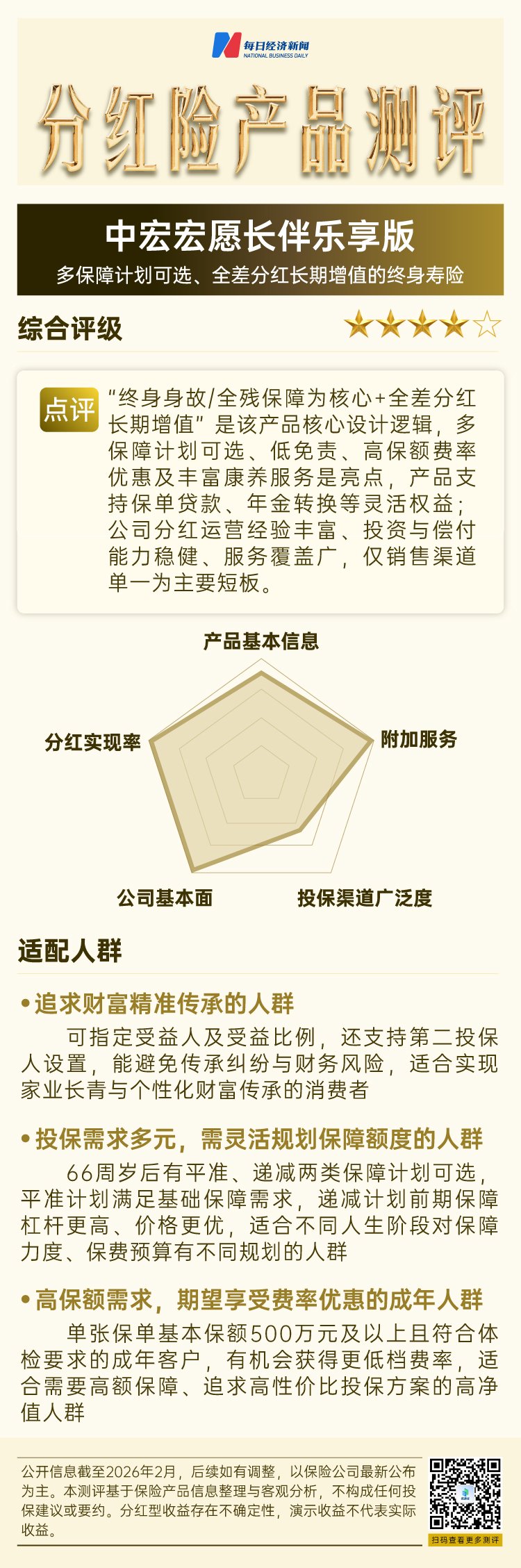 分红险产品研究专题⑤ | 中宏宏愿长伴乐享版——多保障计划可选、全差分红长期增值的终身寿险