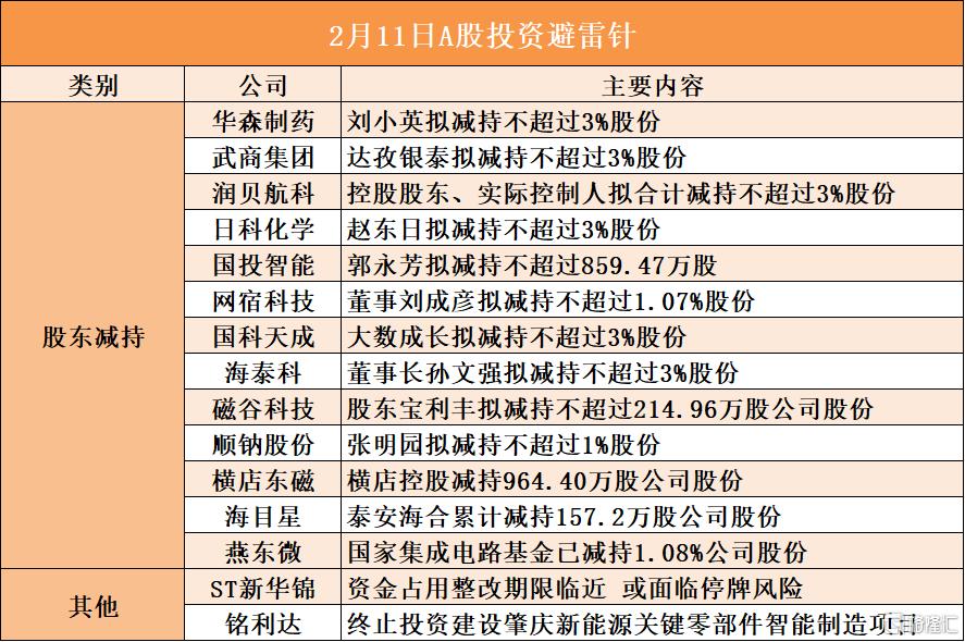 2月11日A股投资避雷针︱ST新华锦：资金占用整改期限临近 或面临停牌风险