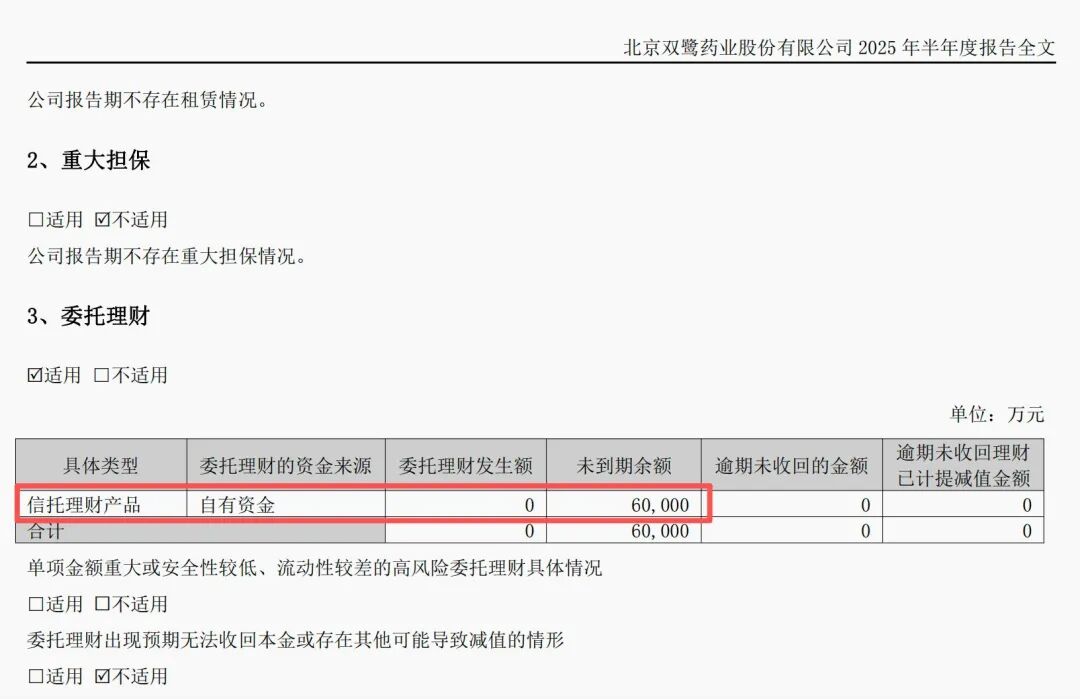 图片来源：双鹭药业2025年半年报截图