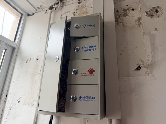 “四网合一”试点治理后，所有宽带网线统统收纳进一个盒中。李昂 摄