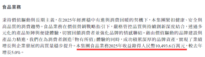▲统一2025年食品业务数据/ 来源：统一企业财报&nbsp;