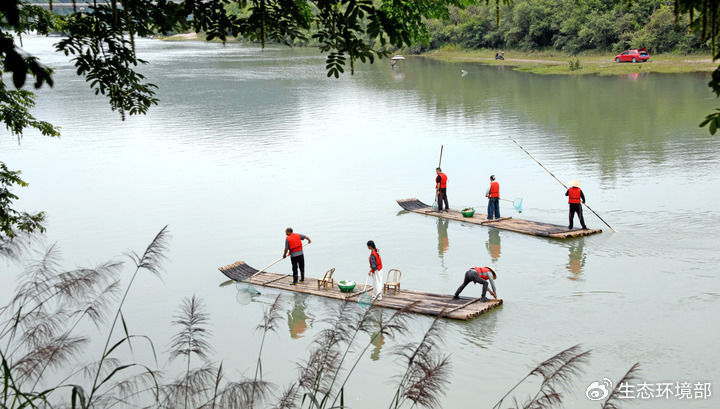   浙江省台州市仙居县步路乡党员志愿者与河长一起在永安溪巡河护水（2024年6月4日摄）。新华社发（王华斌摄）