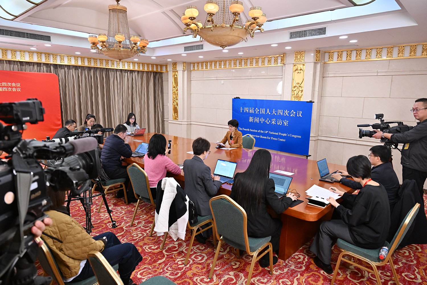 十四屆全國人大四次會議寧夏代表團新聞發佈會現場。
