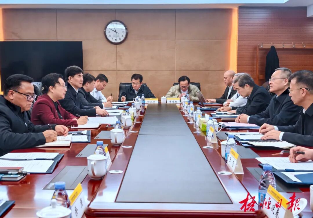 3月13日，市委副书记、市长谭秀洪与中国有色金属工业协会会长葛红林座谈交流，共商产业发展与合作事宜。姚蓝婷 摄