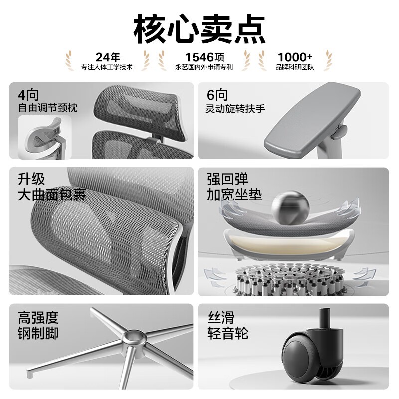 永艺沃克Max人体工学椅527元