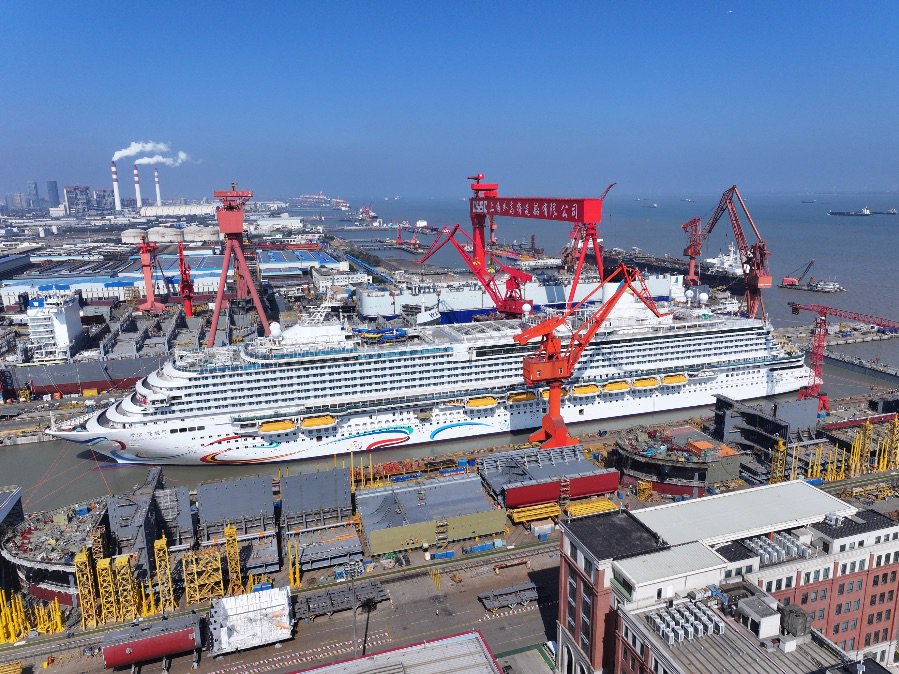 “爱达·花城号”建造现场,爱达邮轮供图