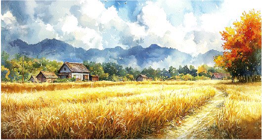 稻田边的咖啡馆