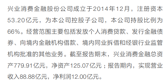 图片来源：兴业银行财报截图