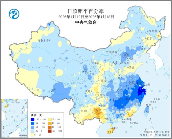 图3 全国日照距平百分率