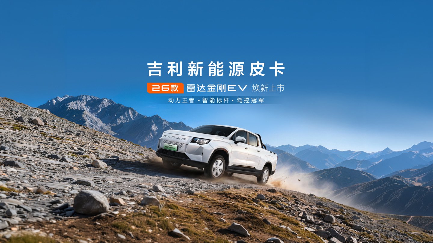 2026 款吉利雷达金刚 EV 皮卡上市，11.98 万元起