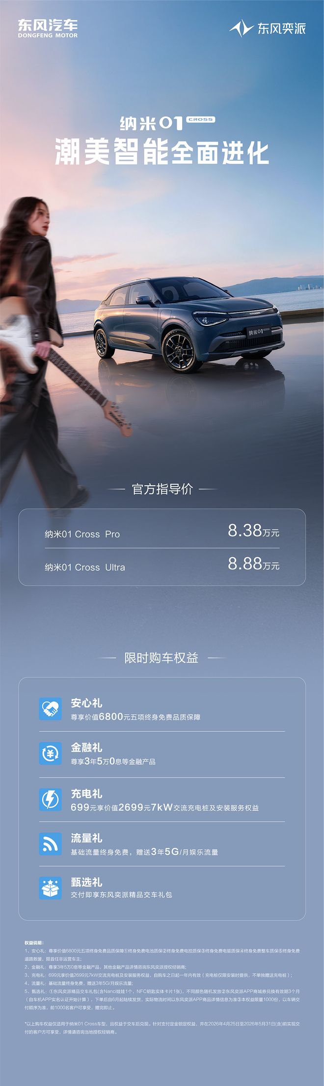 东风纳米01 Cross上市：支持L2级组合驾驶辅助，8.38万/8.88万元