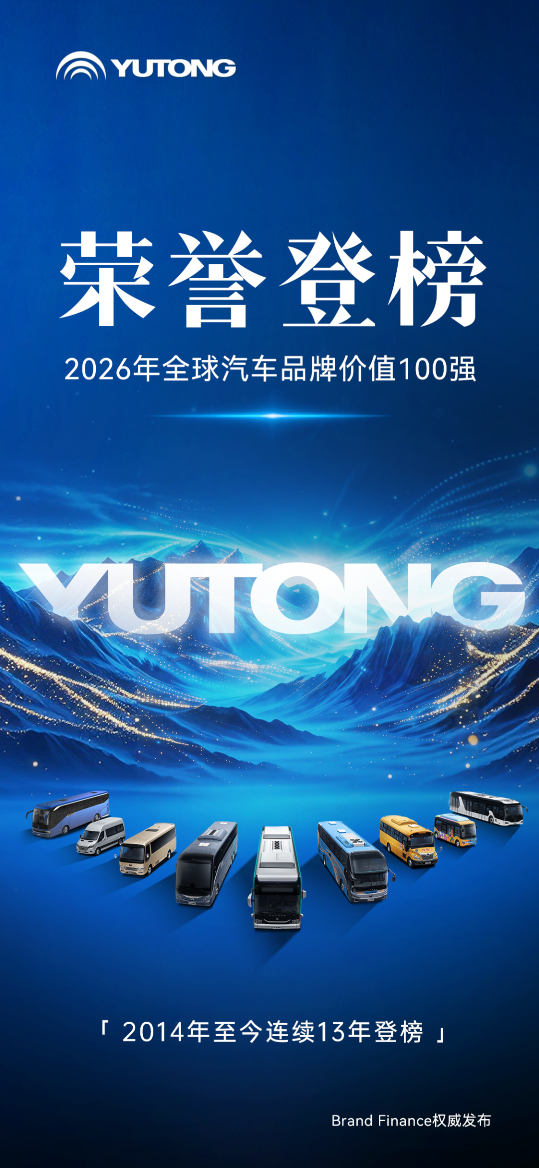 宇通客车连续第13年登榜全球汽车品牌价值100强！