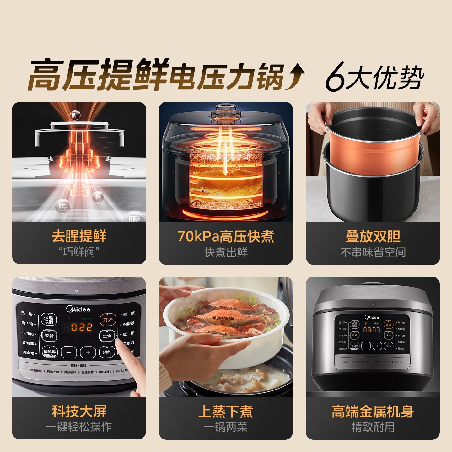 美的MY-50Q5-520电压力锅215元