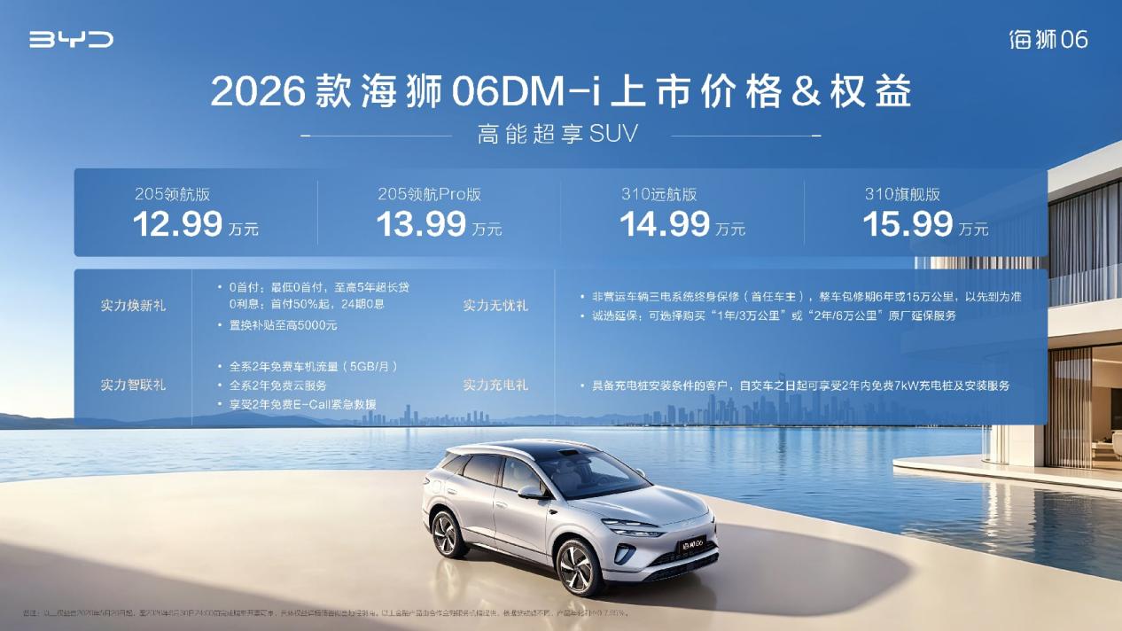 2026款海狮06DM-i正式上市，纯电续航提升至310km，刷新插混SUV价值天花板