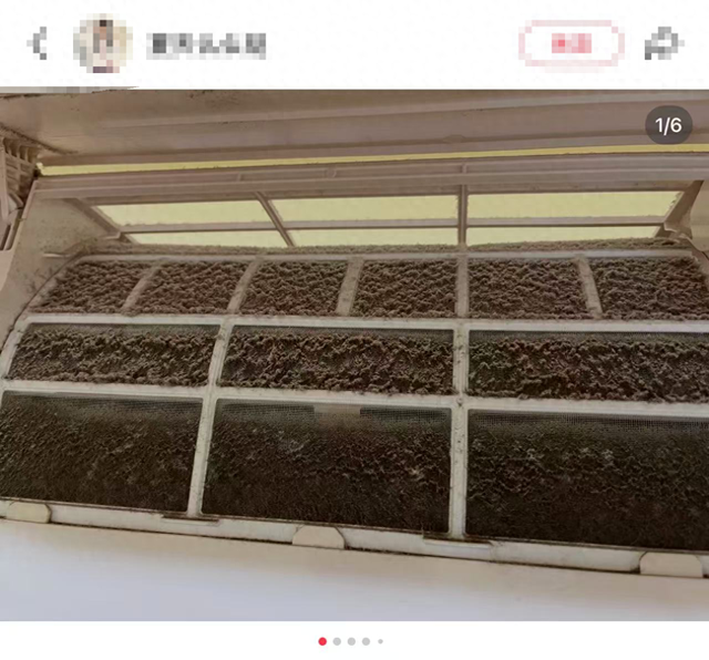△一网友在网上分享自己家未清洗的空调