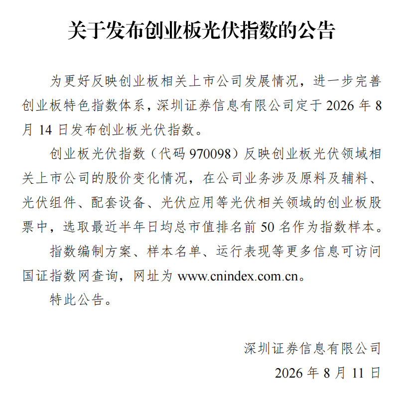 创业板智能驾驶、机器人、光伏指数密集发布！