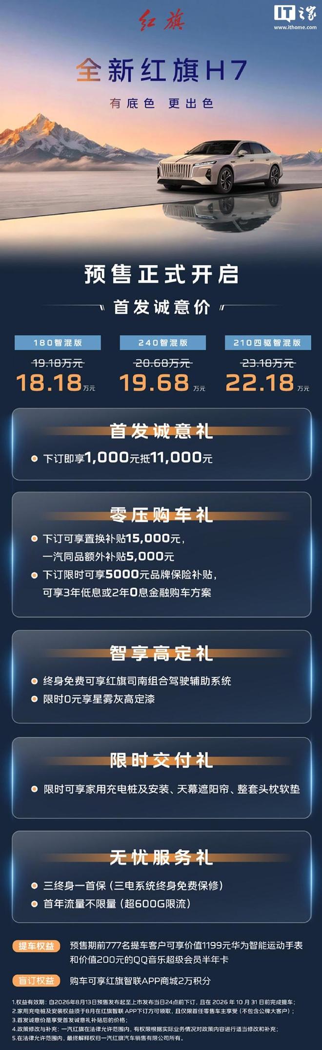 全新红旗H7轿车预售发布:搭鸿鹄混动系统,首发18.18万元起 全新红旗H7轿车预售发布:搭鸿鹄混动系统,首发18.18万元起