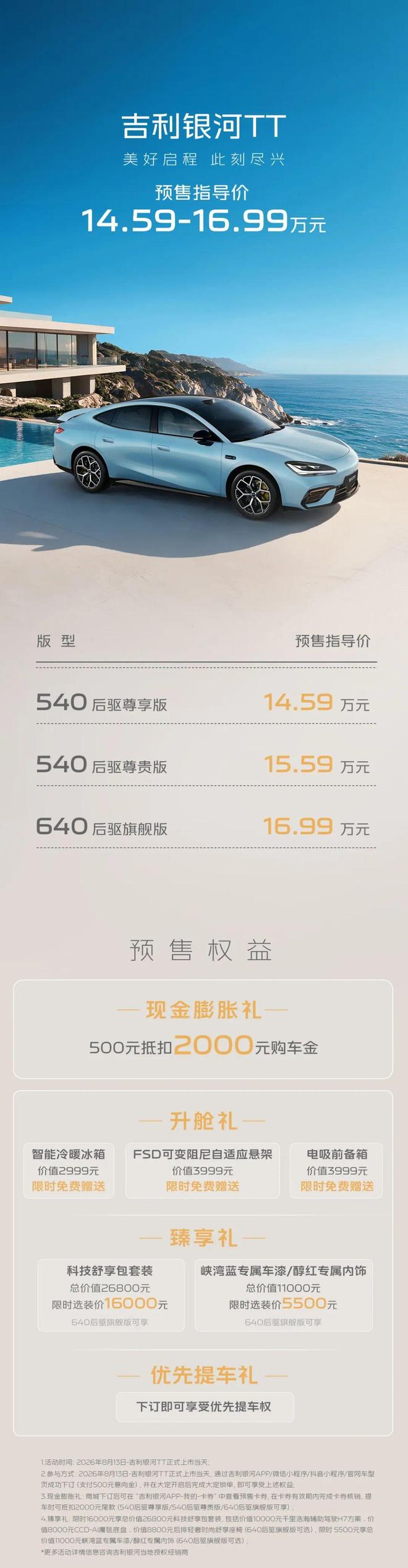 吉利银河TT轿车预售发布：全域800V高压平台，14.59万元起