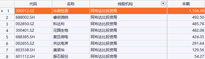 中东资金，新买入7家A股公司