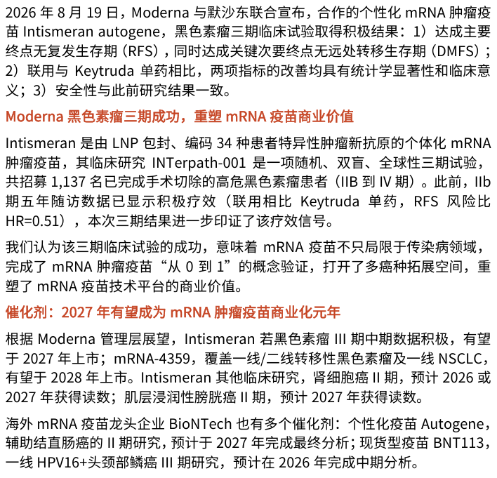 【光大医药&海外】Moderna肿瘤疫苗三期成功,上游“卖水人”价值重估 【光大医药&海外】Moderna肿瘤疫苗三期成功,上游“卖水人”价值重估