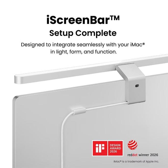 明基推出苹果iMac一体机专用屏幕挂灯iScreenBar
