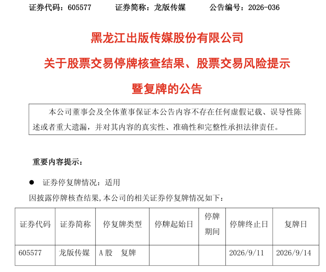 核查完成!7天6板大牛股,下周一复牌