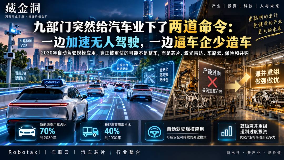 九部门突然给汽车业下了两道命令：一边加速无人驾驶，一边逼车企少造车