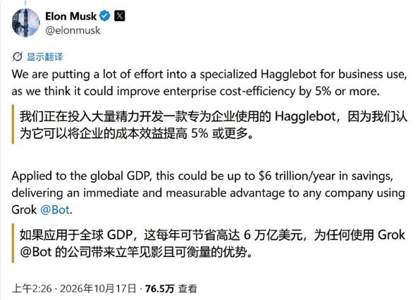 马斯克盯上了砍价生意 号称一年为全球省下6万亿美元