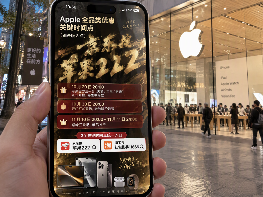 2026双11苹果全品类优惠汇总：双十一Apple产品优惠券攻略，10.20、10.30、11.10晚8点抢券