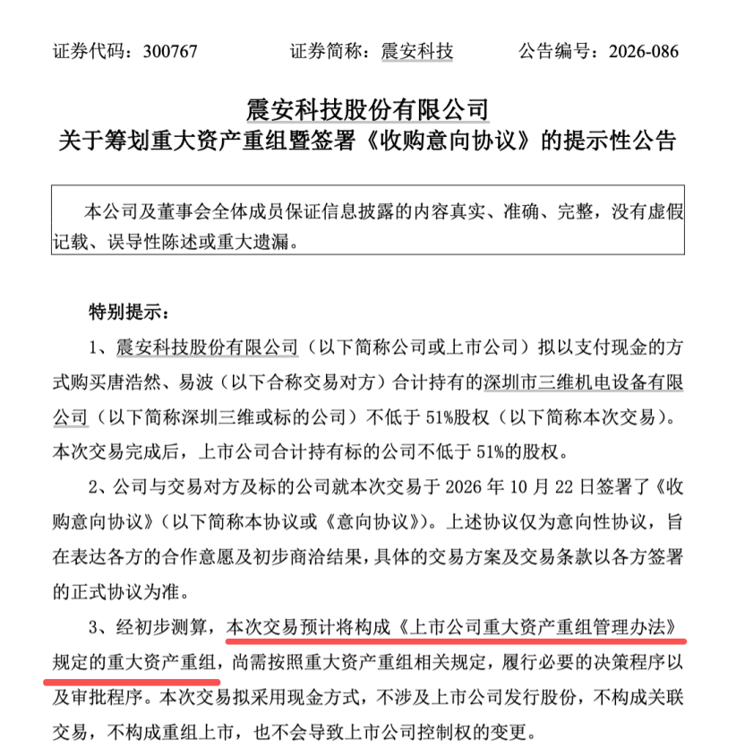 筹划重大资产重组！300767，最新公告