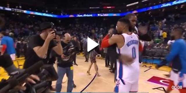 视频| 雷霆28分大胜勇士集锦 杜兰特威少赛后拥抱
