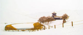 甘肃敦煌迎“透雪” 