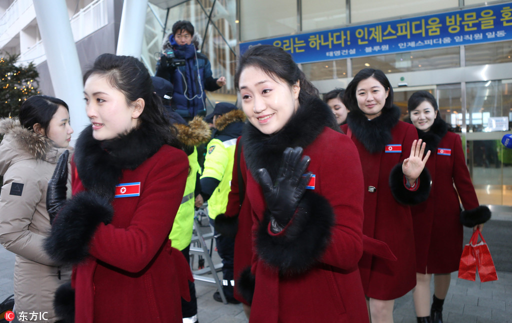 朝鲜拉拉队结束平昌行启程回国