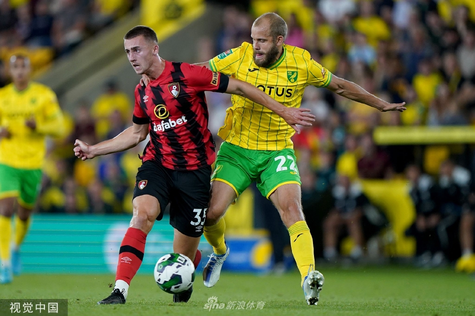 诺维奇球员凌空抽射瞬间，足球如炮弹般飞向球门，对方门将奋力扑救