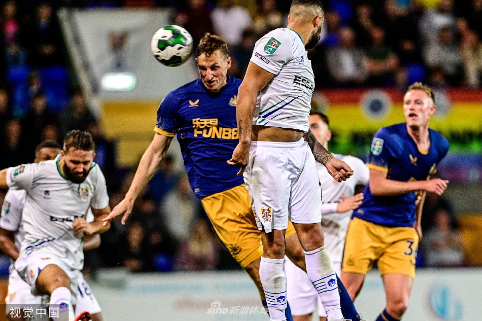 纽卡斯尔球员庆祝进球，身穿黑白条纹球衣的队员张开双臂奔向角旗区，脸上洋溢着激动与释放的笑容。