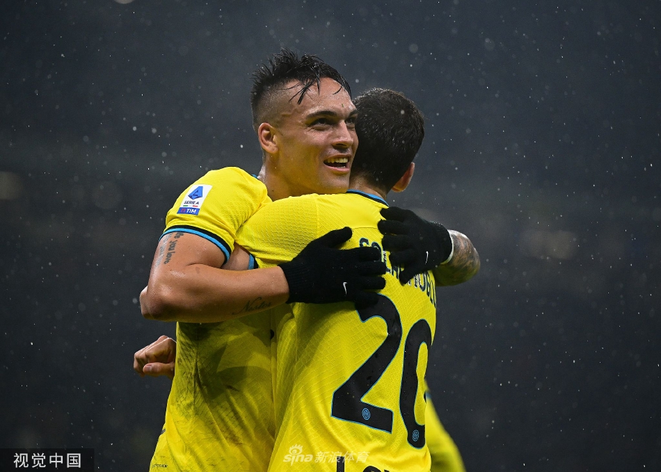 国际米兰球员在打入精彩团队配合进球后紧紧相拥，替补席上的教练与队员也激动地跃起欢呼，整个蓝黑军团凝结成一个庆祝的整体。