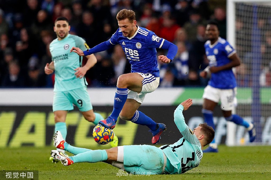 布莱顿前锋丹尼·维尔贝克高高跃起，力压防守球员，以一记势大力沉的头球将皮球顶入球门死角。